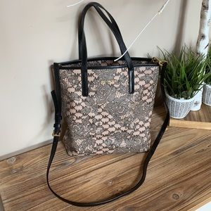 Michael Kors Black and Tan Floral HandBag